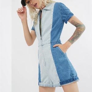 AFENDS Mimi ROMPER - Hemp Denim - Paneled Playsuit - Stone / Classic
